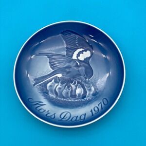 Vtg 1970 Bing & Grondahl Mother's Day Plate Danish Porcelain Bird Collectible